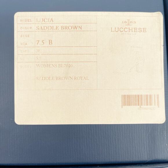 Lucchese Lucia Saddle Brown Leather Buckle Western Ankle Bootie Boot size 7.5 - Picture 12 of 12